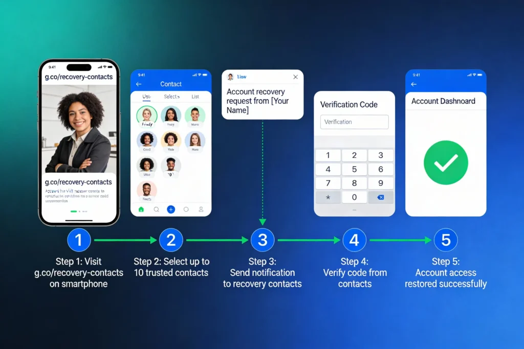 5-Schritte-Prozess: Wie Recovery Contacts funktioniert