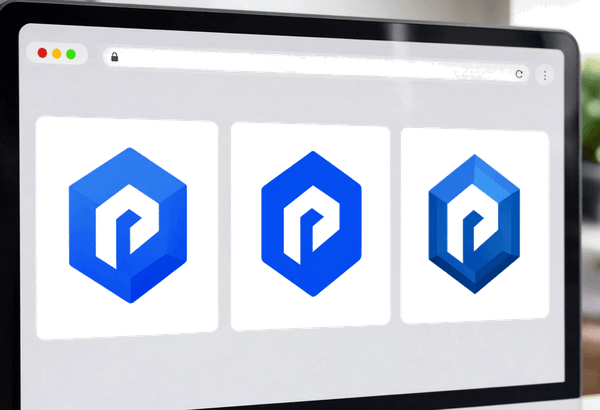 Web-Oberfläche zeigt drei optimierte Logo-Größen zum direkten Download.